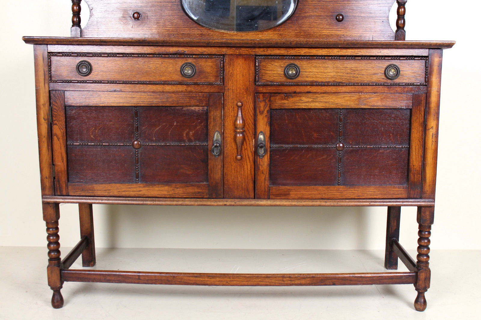 Dressing table in oak carved arts & crafts