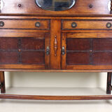 Dressing table in oak carved arts & crafts