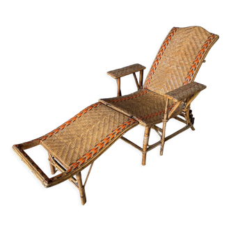 Rattan chaise longue with system 1900 Garden 2 elements