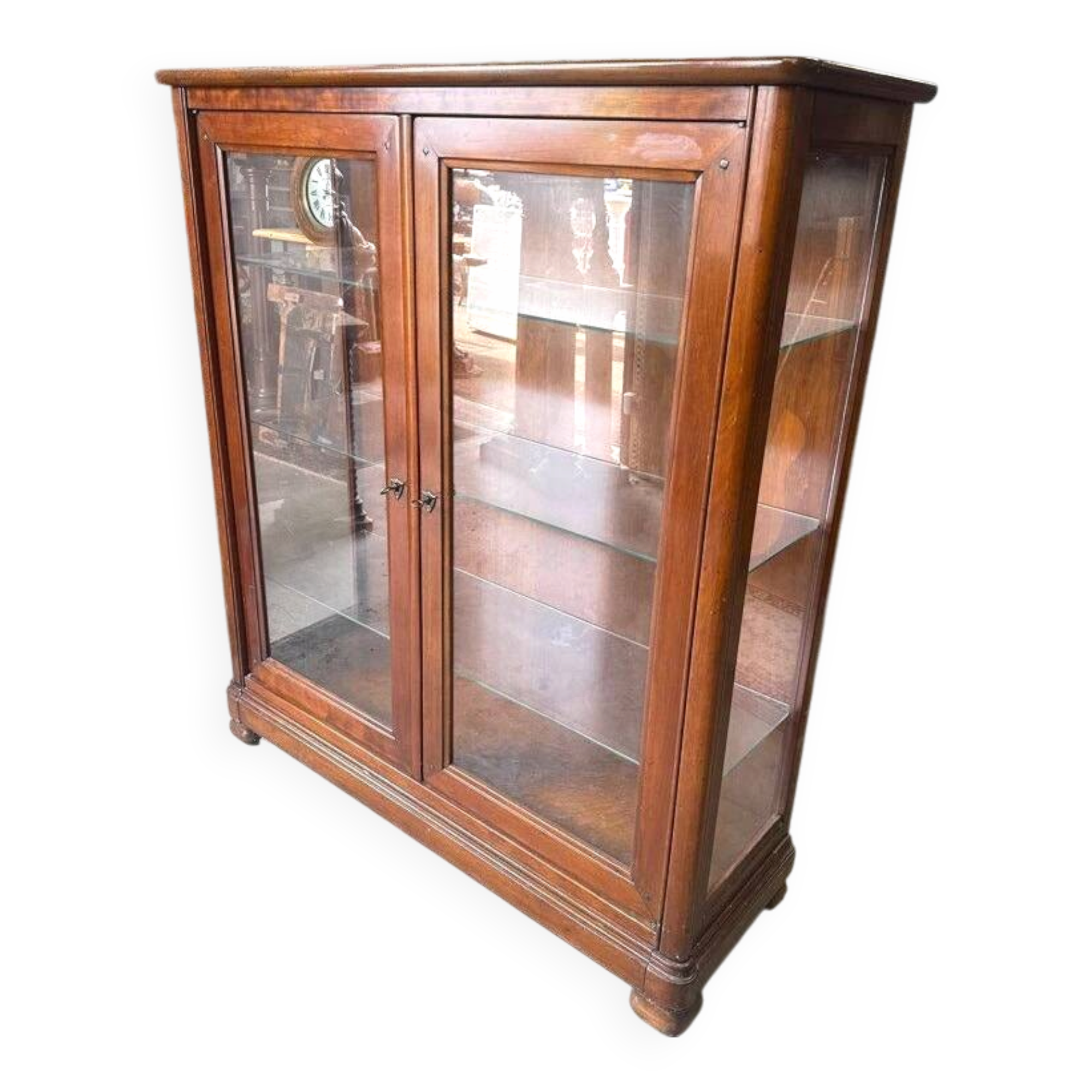 Brown display cabinet – Classic style – Storage – Wood and glass