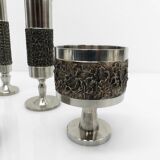 Set of 5 brutalist steel vases and bowls 1970