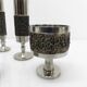 Set de 5 vases et coupes brutalistes en acier 1970