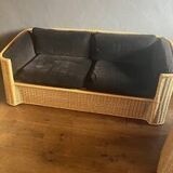 Vintage rattan sofa + 2 armchairs set from the 1970s