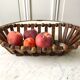 Fruit basket / bread in teak and pearl wood Scandinavian style 60s