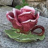 Candle holder in slurry the rose in old biscuit