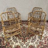 Rattan and Bamboo Folding Armchairs Valencia Spain 60'S