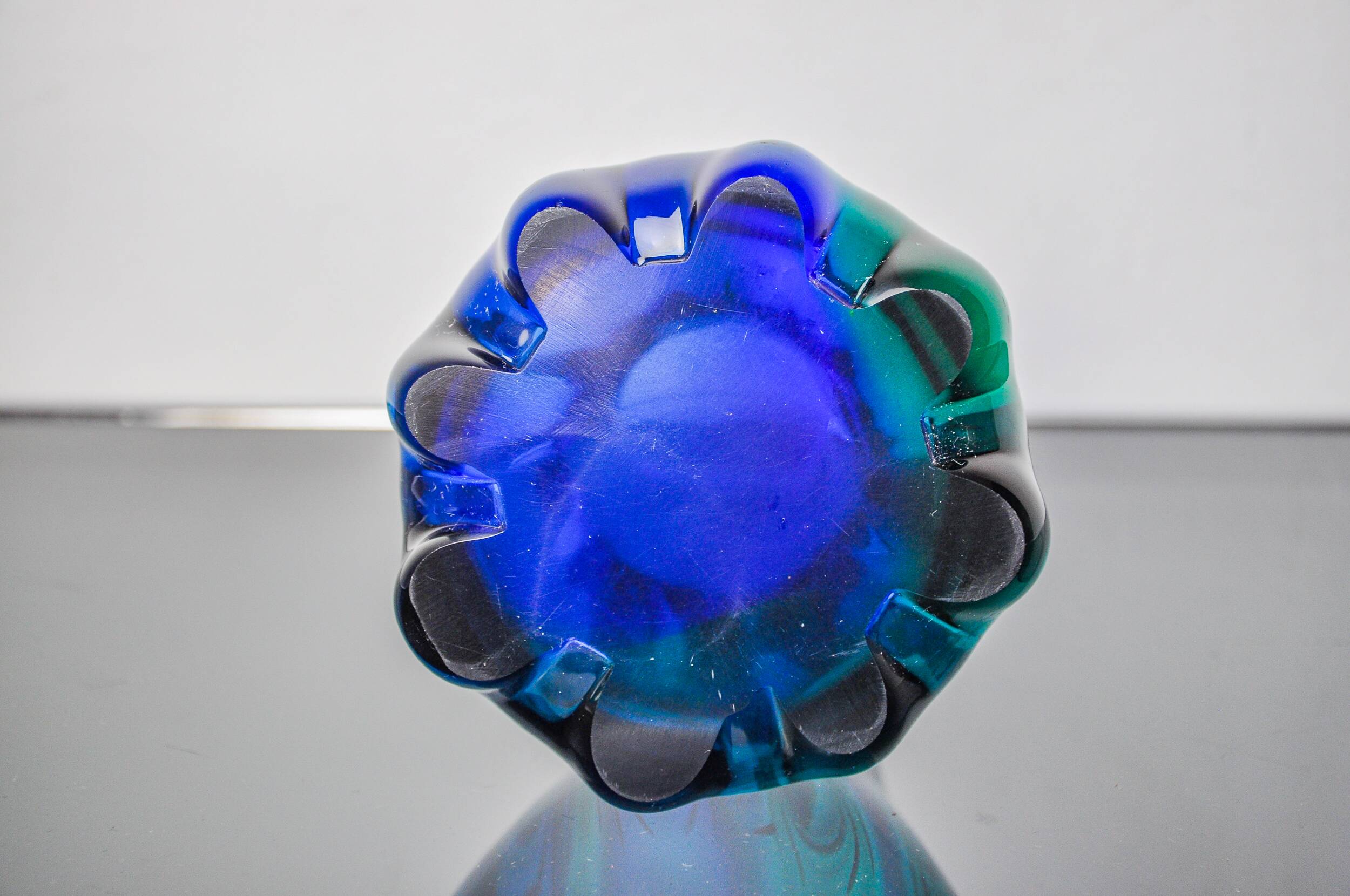 Sommerso green and blue vase by Seguso, Murano glass, Italy, 1970