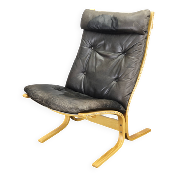 Fauteuil Siesta en cuir d'Ingmar Relling, Norvège, années 1970