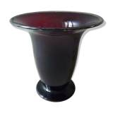 Vase cornet en verre mauve et argenté
