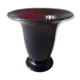 Cornet in purple and silver glass  vase