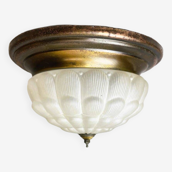 Large Portuguese frosted glass dome flush mount light lamp