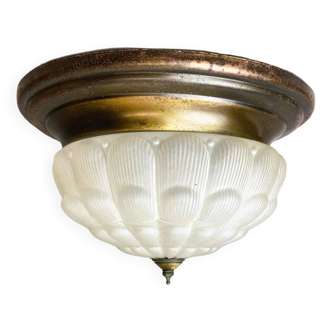 Large Portuguese frosted glass dome flush mount light lamp
