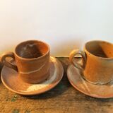 Set of 4 vintage stoneware coffee cups