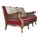 1930s, Danish 3-seater sofa, red furniture velour, furniture mesh.