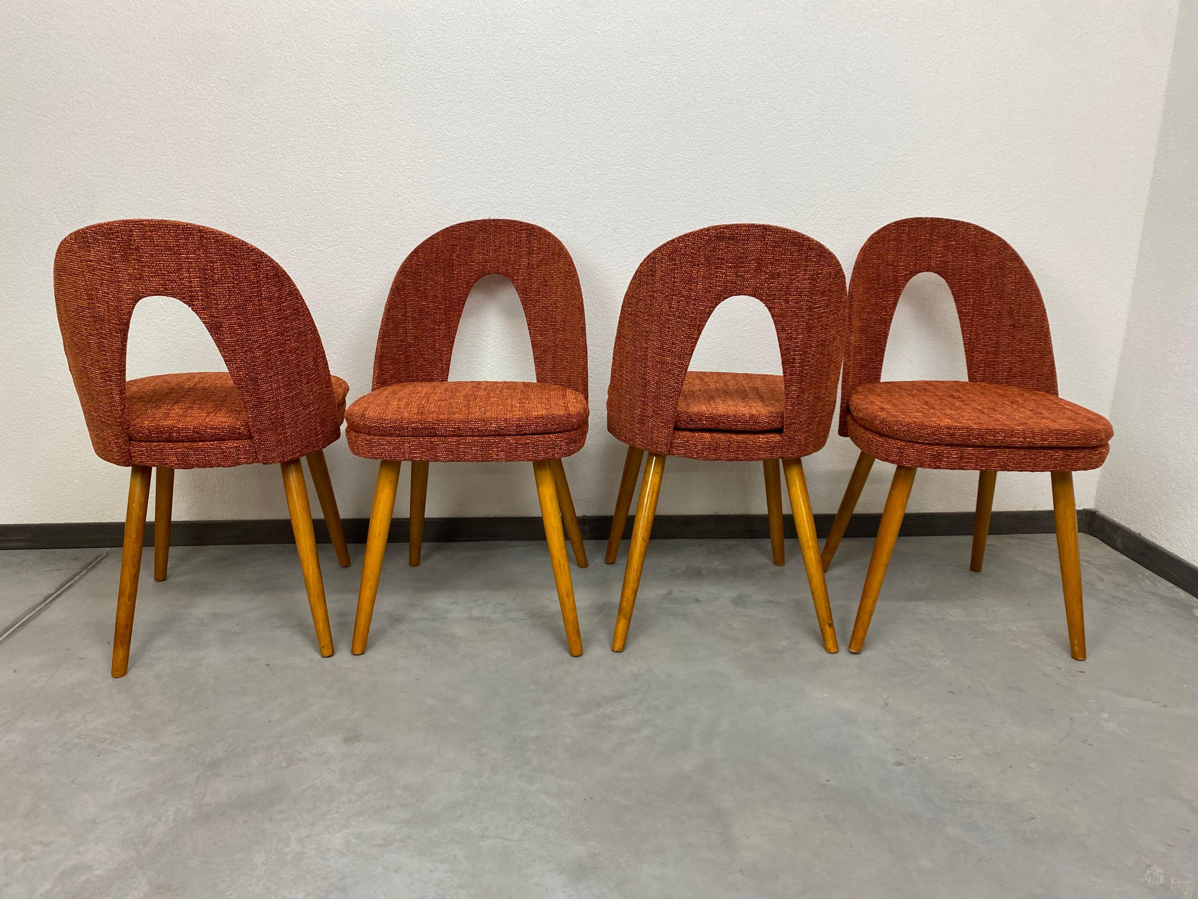 Set of 4 mid-century design dining chairs by Antonín Šuman for Mier Topoľčany.