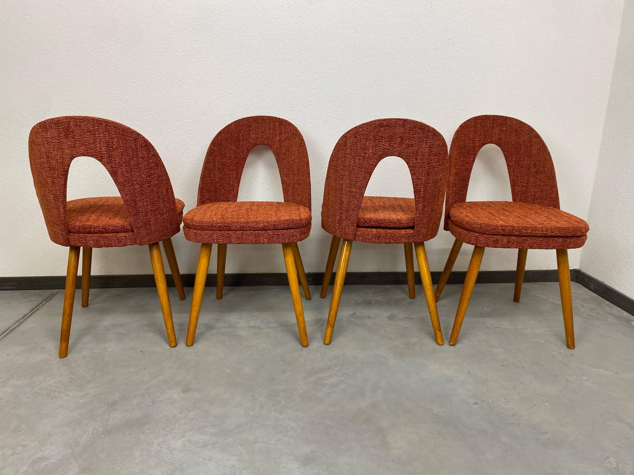 Set of 4 mid-century design dining chairs by Antonín Šuman for Mier Topoľčany.