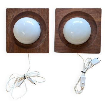Pair of vintage wooden wall lights from the 60s/70s.