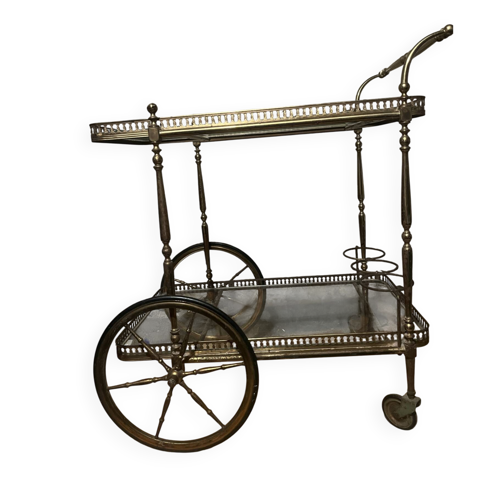 Drinks trolley, brass serving cart