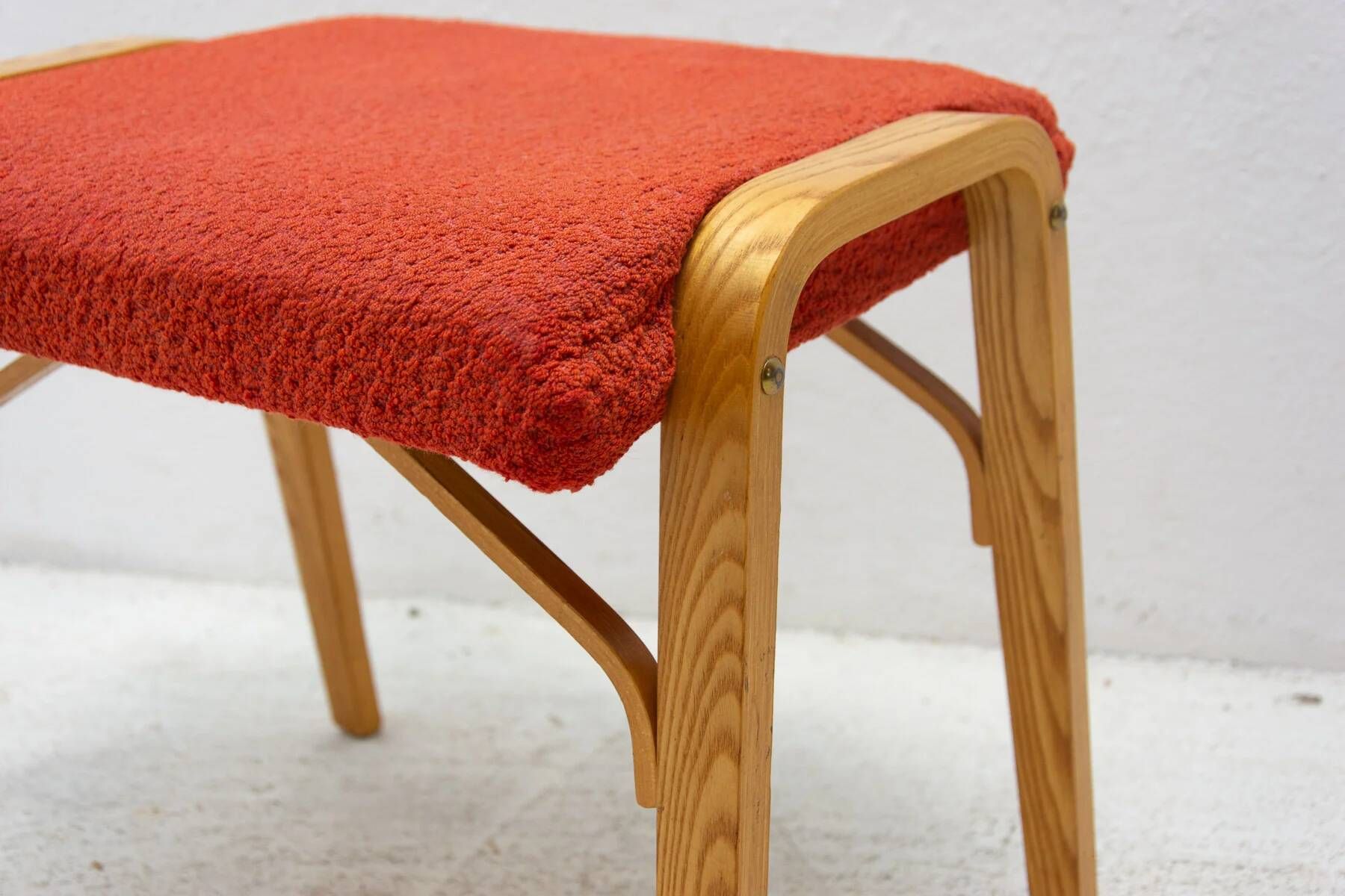 Mid-century bentwood stool by Dřevopodnik Holešov, wooden seating, 1970s