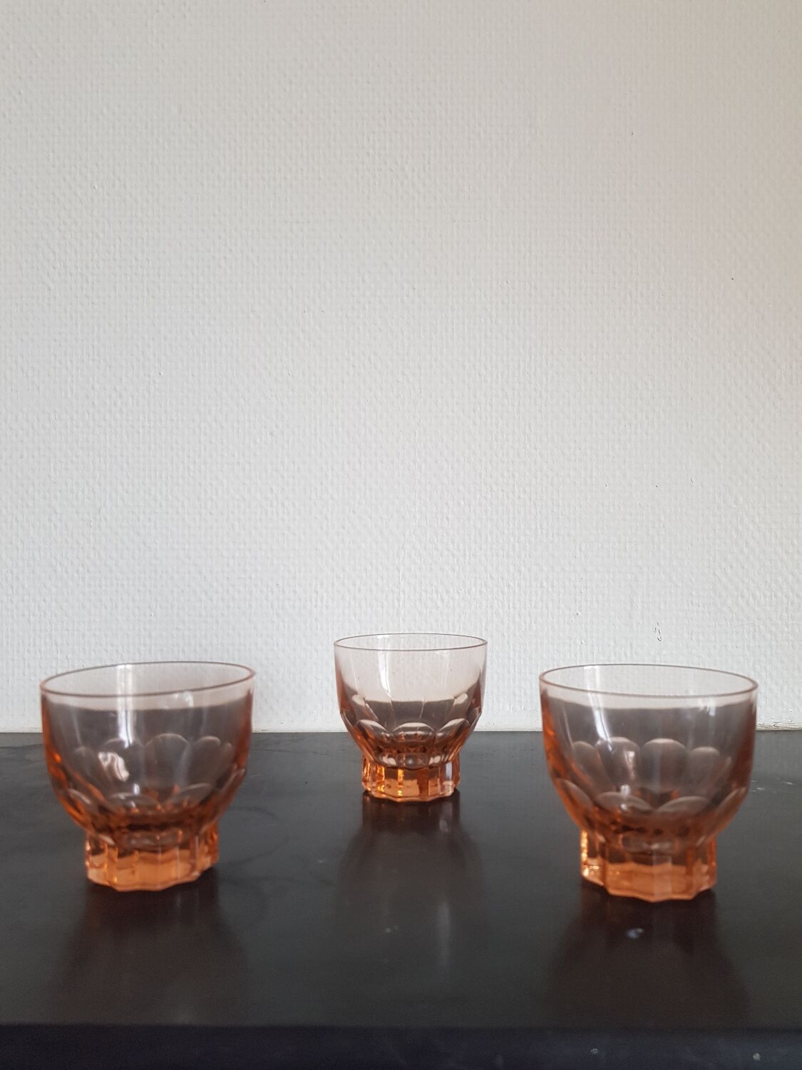 Set of 6 small pink glasses