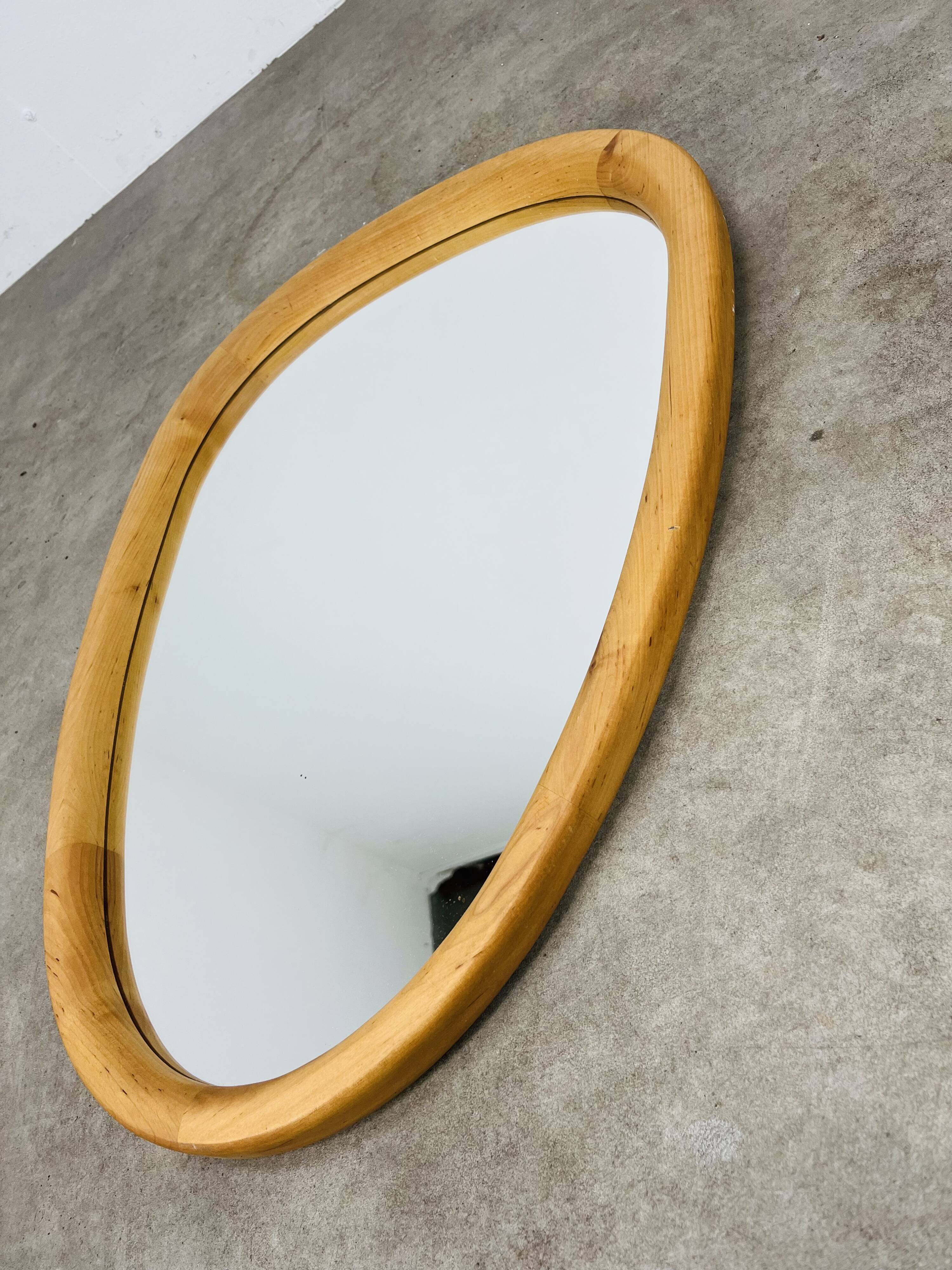 Miroir rétroviseur cerclage bois style scandinave