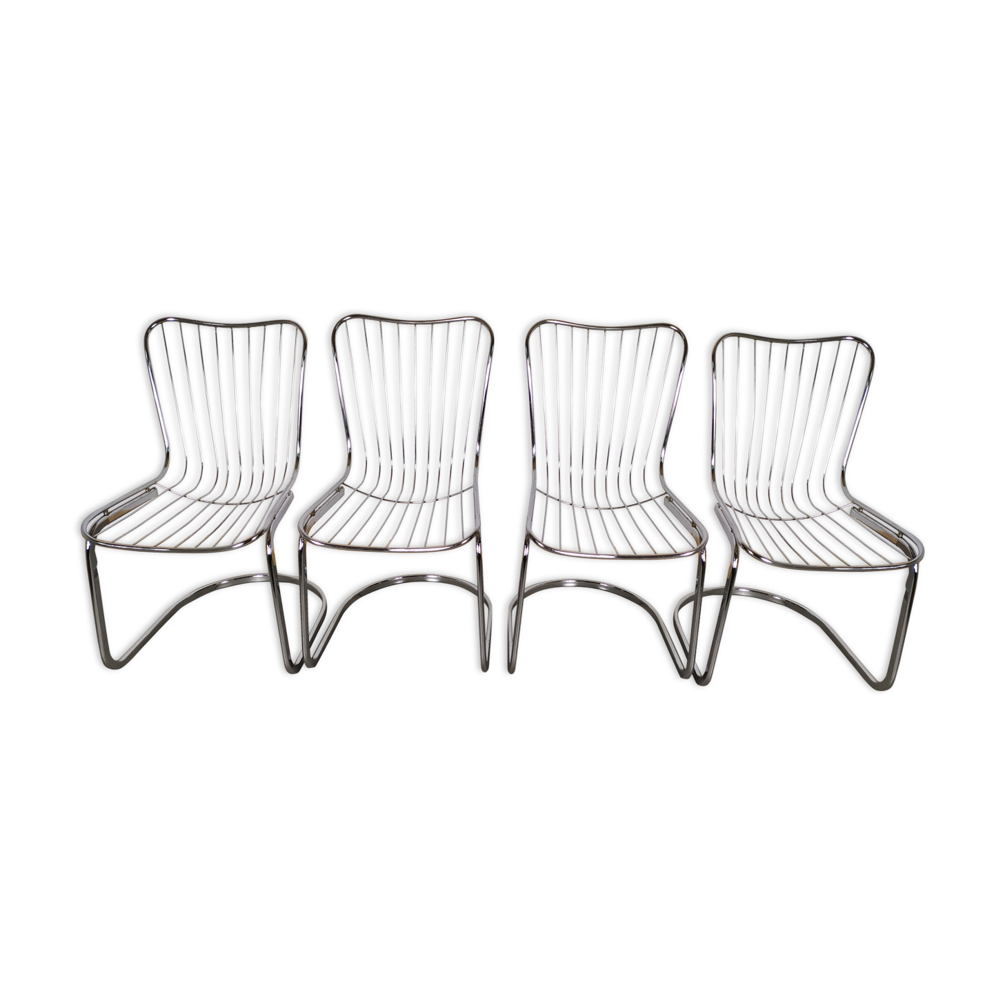 lot of 4 Chromé metal design chair - year 70