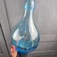 Vintage Italian aqua blue carafe "Fruit Juice", relief glass Casadis Milano