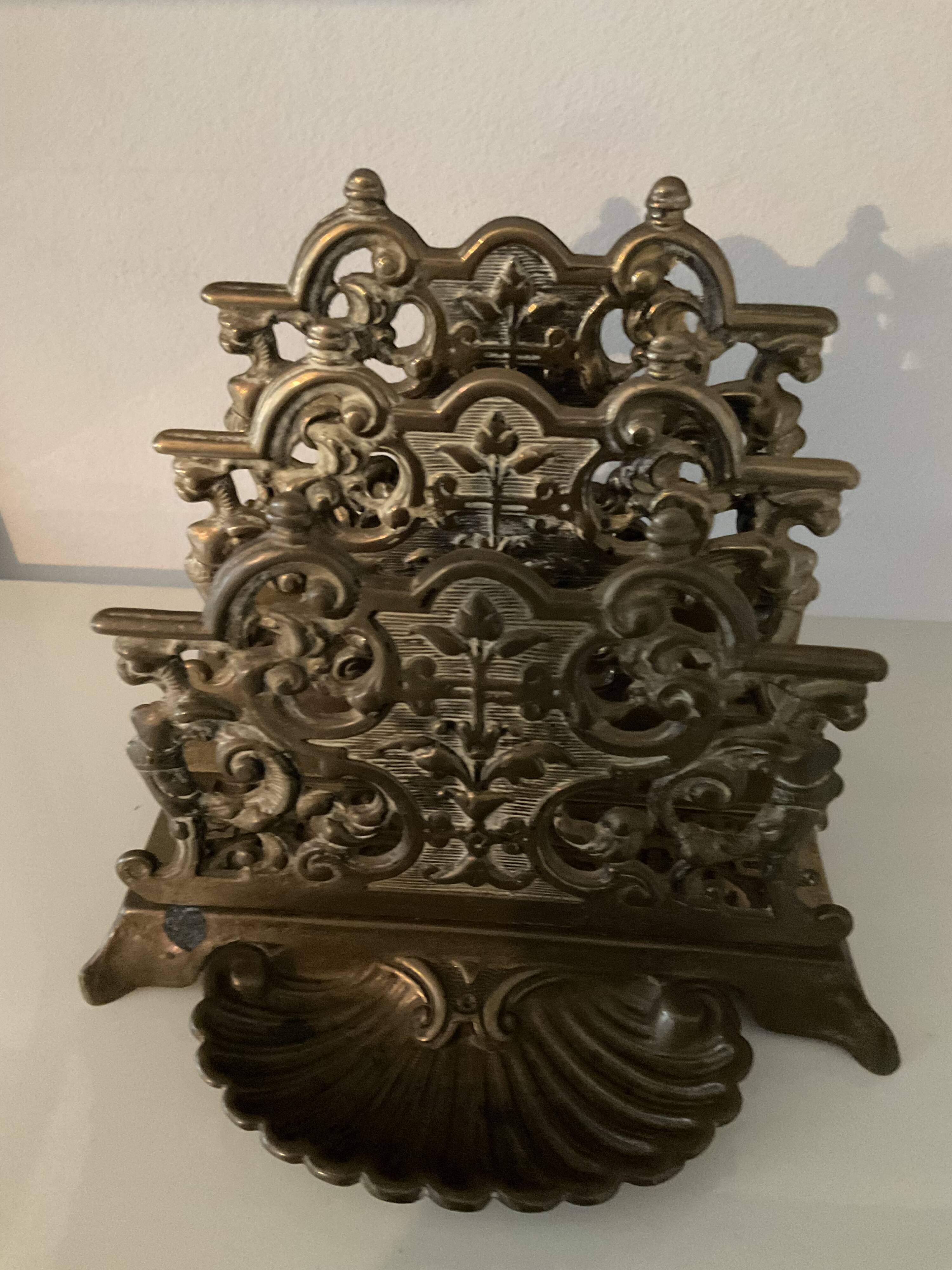Vintage letter holder in solid bronze
