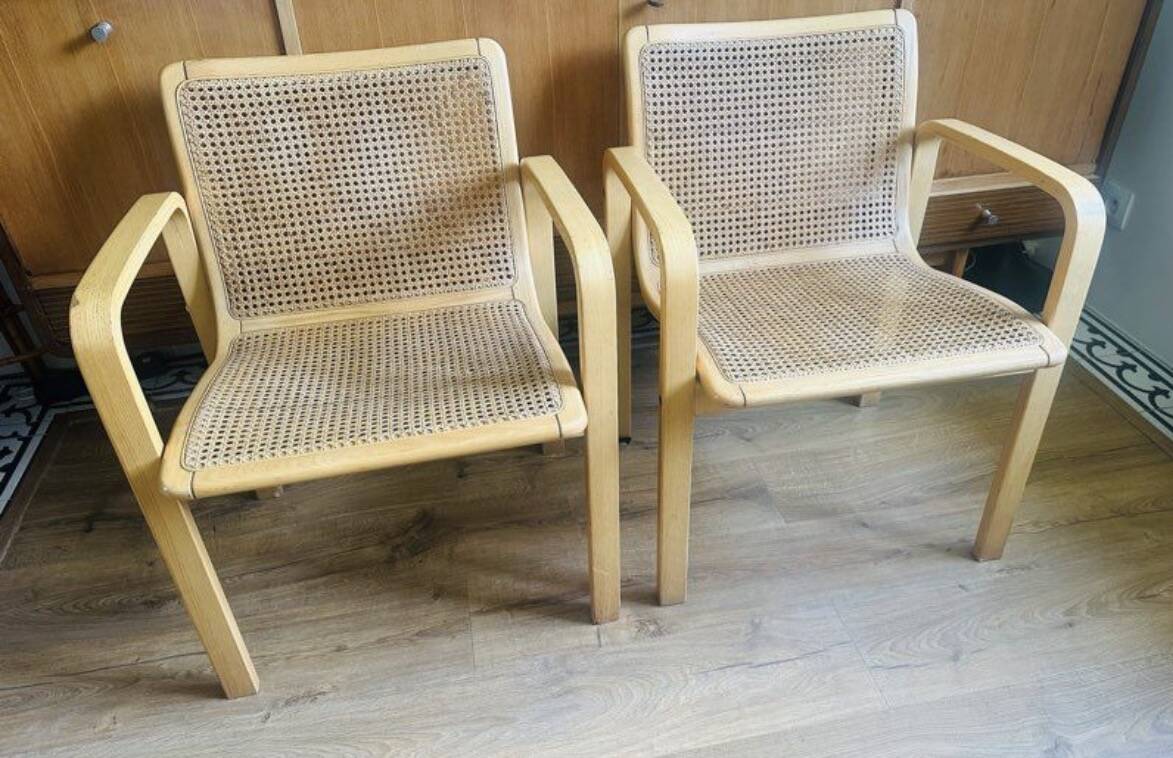 Chaises vintage cannage Olivo Pietro