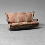 3 seater sofa in brown velvet anni' 50 vintage modern