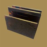 1970s magazine rack in tortoiseshell plexiglass by alpac