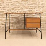 Modernist desk with suspended drawer unit, French work from the 1950s.