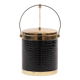 Vintage 1970s ice bucket - Black crocodile effect faux leather
