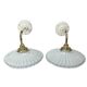 Two wall sconces in serrated white opaline