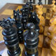 Chess set with wooden board and pieces