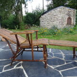 Rattan folding lounge chair