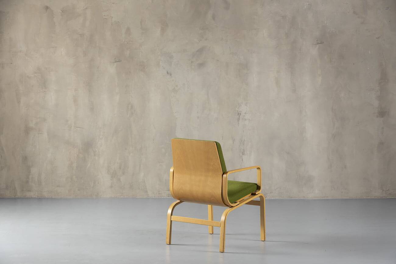 Bentwood chair in green upholstery Bill Stephens style, Denmark, 1970s