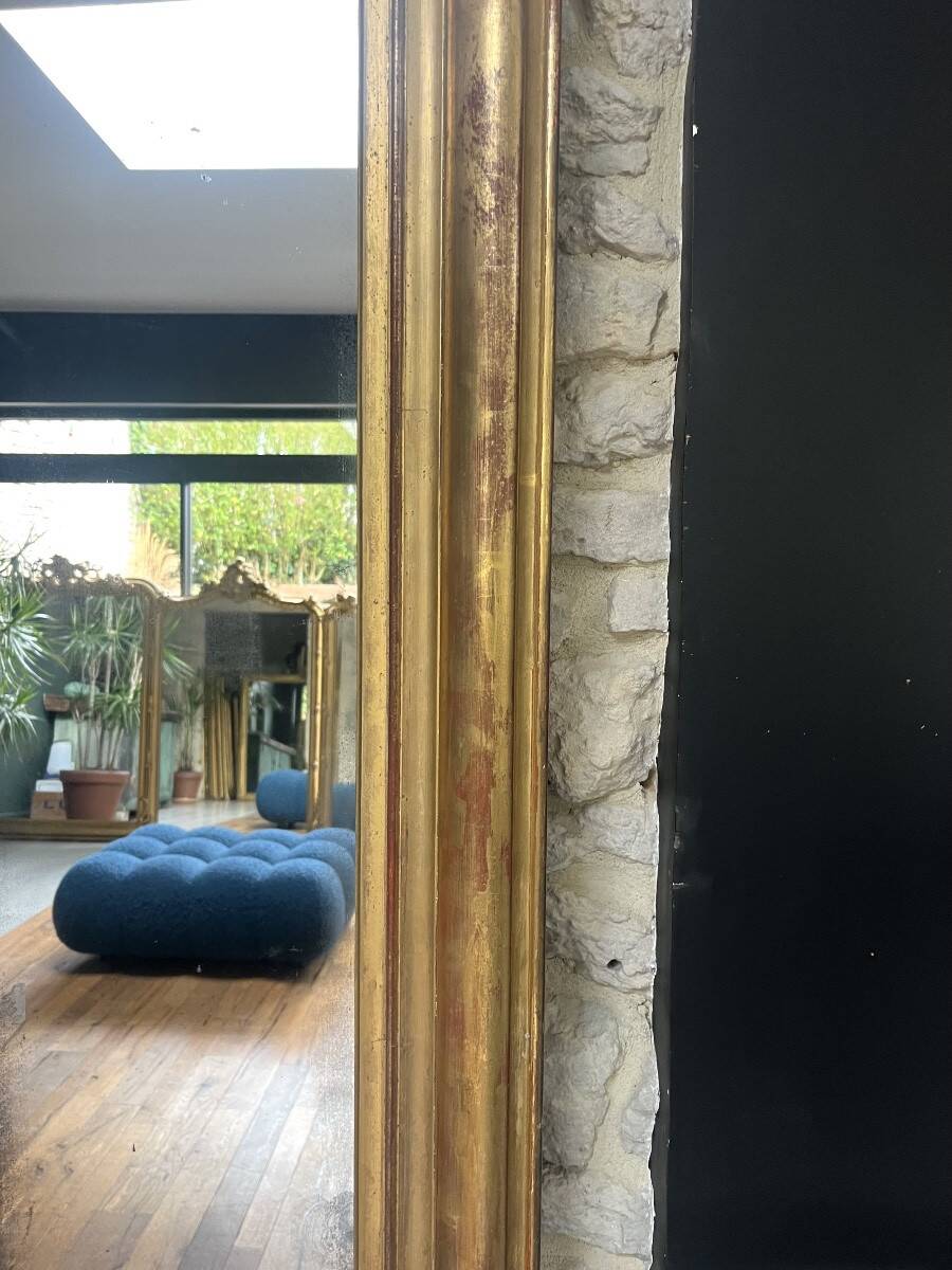 Large mirror 200/150cm Louis-Philippe 19th century, mercury glass overmantel for fireplace.