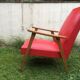 Pair of Scandinavian-style armchairs wood and red skai