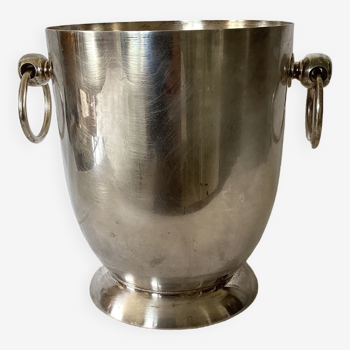 Champagne bucket in silver metal with two handles dimension: height -18cm- diameter -22 cm-