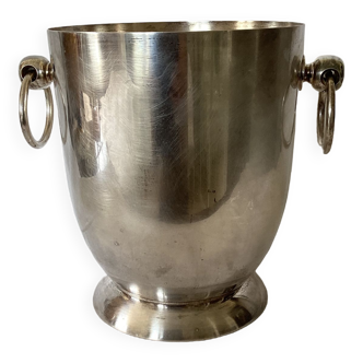 Champagne bucket in silver metal with two handles dimension: height -18cm- diameter -22 cm-