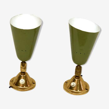 Vintage Italian brass spotlights from 50s. Set of two