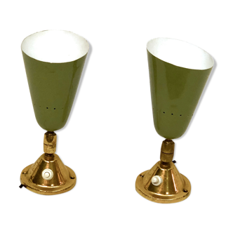 Vintage Italian brass spotlights from 50s. Set of two