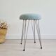 Antique metal and blue velvet stool, 1960s