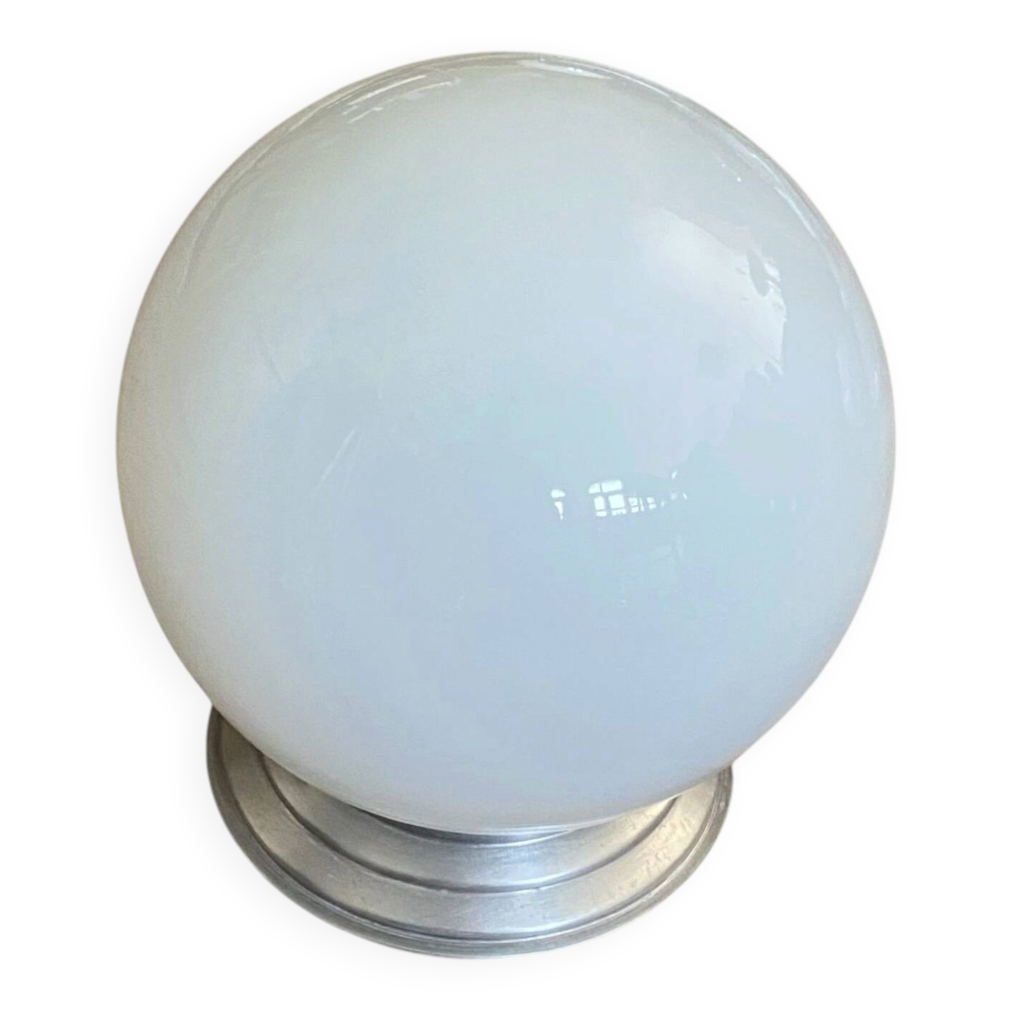 Ceiling light or wall light with white opal glass globe, 20 cm, aluminium rose.