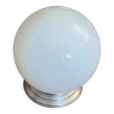 Ceiling light or wall light with white opal glass globe, 20 cm, aluminium rose.