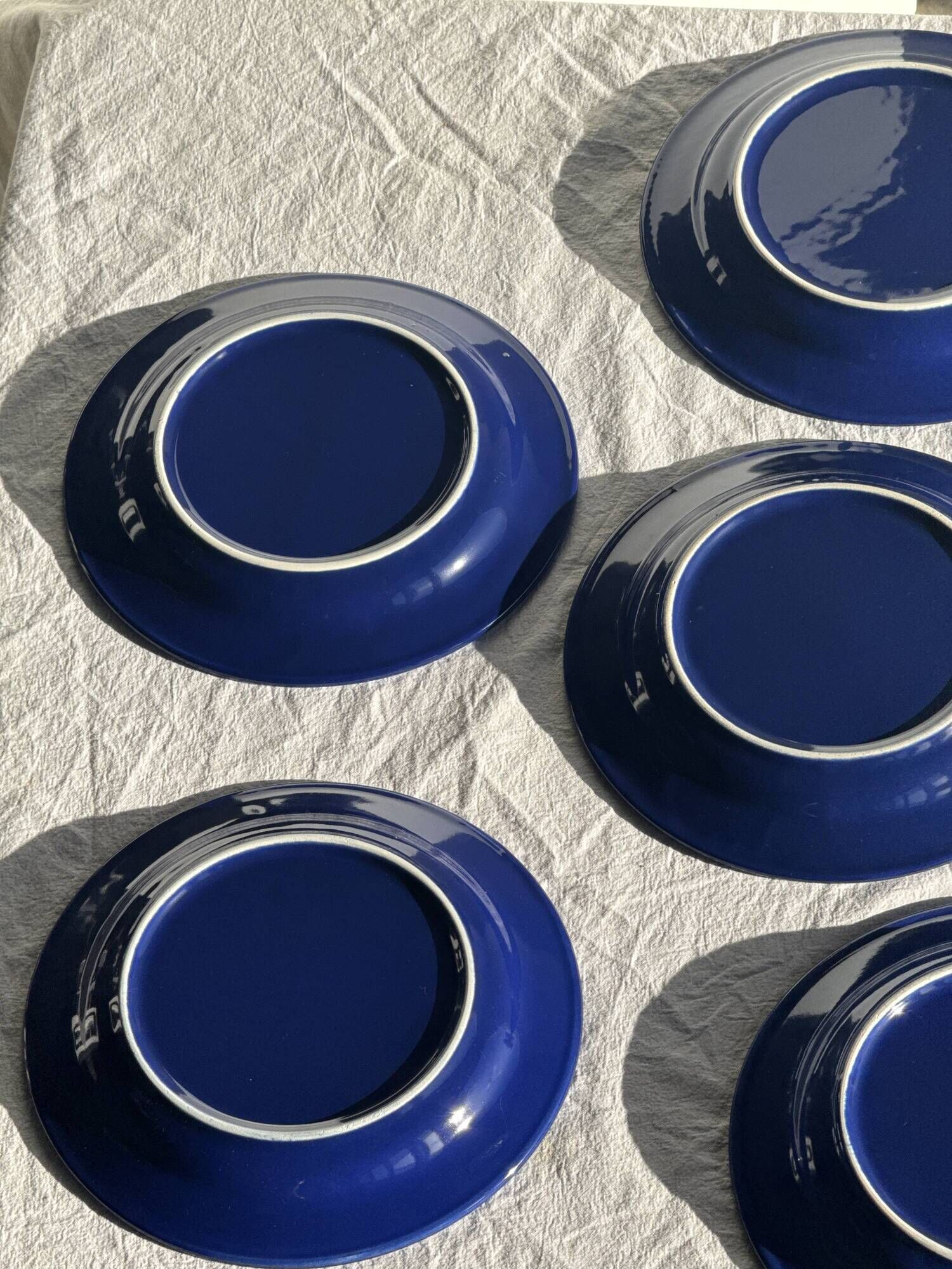 Set of 12 vintage blue ceramic plates D23