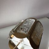 Scandinavian midcentury wall light in crystal and mat gold colored metal