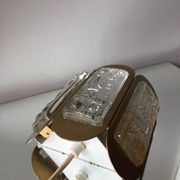 Scandinavian midcentury wall light in crystal and mat gold colored metal