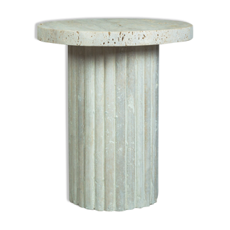 Omega side table natural travertine ribbed foot